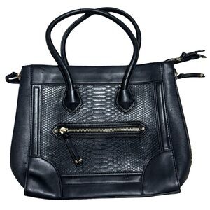 ALDO Black Faux Leather Tote Bag with Gold Hardware